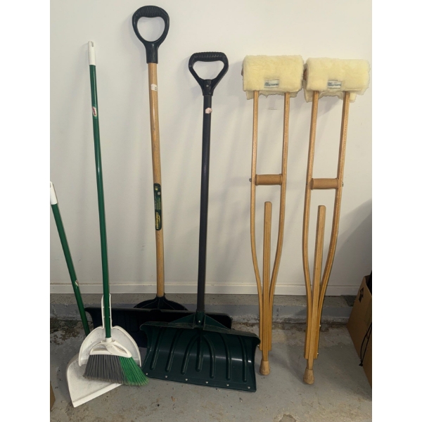 Sidewalk / Walkway Essentials - Shovels Broom & Dustpan Walking Stick