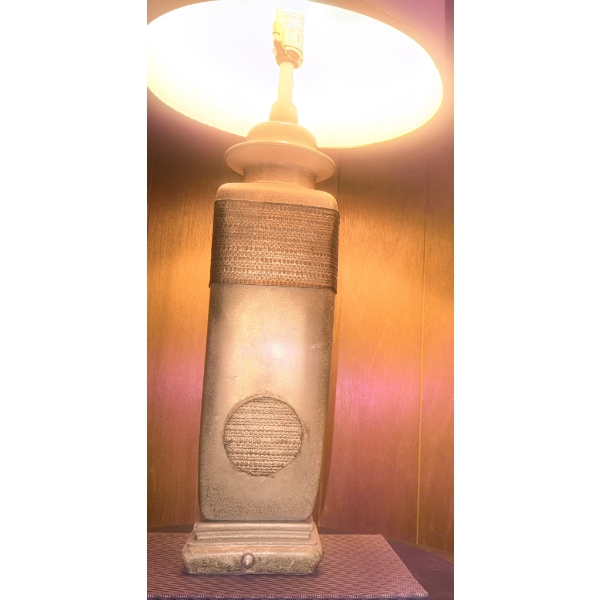 Ceramic Table Lamp with Textured Base and Fabric Shade
