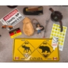 Image 1 : Assorted Vintage Smalls - Genuine Leather Satchel Folding Pocket Knife Informative Signs & more