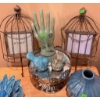 Image 2 : Decorative Blue Ceramic Tableware and Metal Frame Set