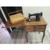 Image 1 : Hide-away vintage Mercury sewing machine with basket and contents 