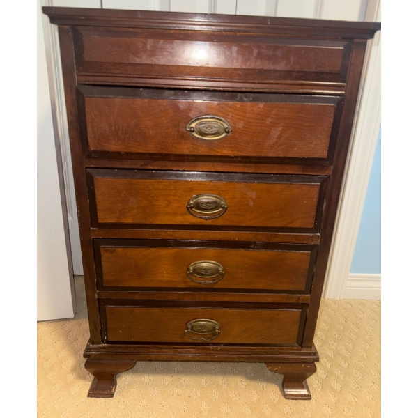 Vintage Mahogany Jewelry Chest 17x13x26