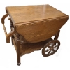 Image 2 : Wooden Drop Leaf Tea Cart with Drawer and Wheels