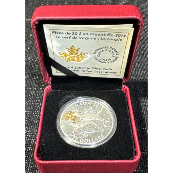 2014 Royal Canadian Mint White-Tailed Deer $20 Fine Silver Coin