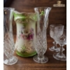 Image 3 : "Royal Victoria Pottery" Hand-Painted Floral Porcelain Pitcher, Wine Glasses And Crystal Vases. 