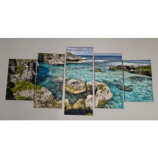 Ready2HangArt - 'Seaglass III 5-Piece Wrapped canvas Coastal Wall Art' 30'x60'