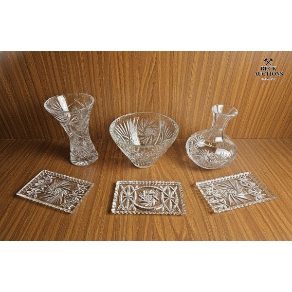 Collection Of Vintage Crystal Items Decorated With A Traditional "Pinwheel" .