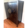 Image 2 : Antique Chinese Black Lacquer Wedding Cabinet ft. Gilt Motifs & Bronze Hardware 