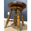 Image 2 : Heavy Solid Wood Stool w/ Brass Clawed Feet - 17T 