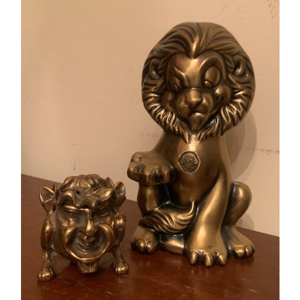 Brass Lion Coin Bank 9T w/ Demonic Trinket Box