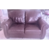 Image 1 : Natuzzi Two-Seater Loveseat in Brown Leather Upholstery