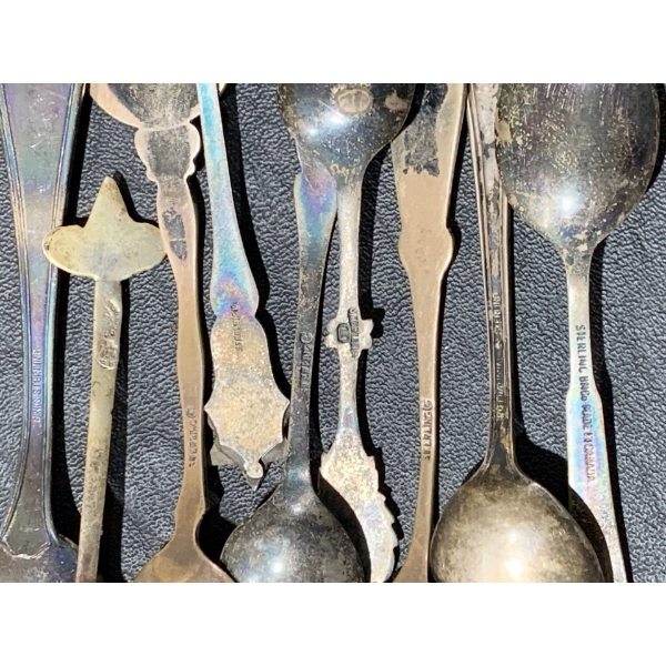 Collection of Souvenir Spoons, some are Sterling Silver 83g