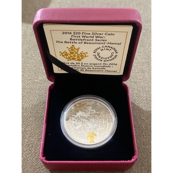 2016 Royal Canadian Mint $20 Fine Silver Coin - Battle of Beaumont-Hamel