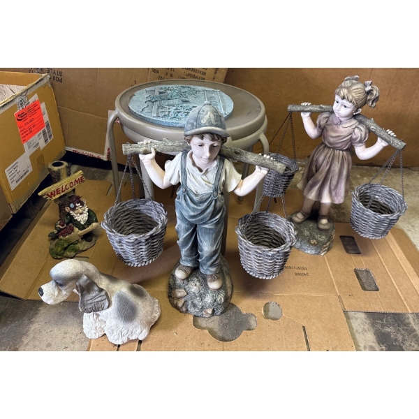 Lovely Yard Decor Incl. Boy & Girl Figures (25T), Tables, Dog and More 