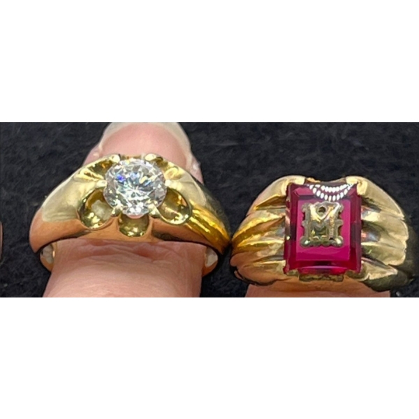 10k 7g Gold Mens Rings Fake Diamond