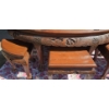 Image 9 : Chinese Tea Table Set With Red Lacquer Top and Mother-of-Pearl Figures