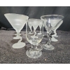 Image 2 : Frosted Martini Glasses with a Bent Stem Design. One Clear Glass and Irish Coffee Glass Included!