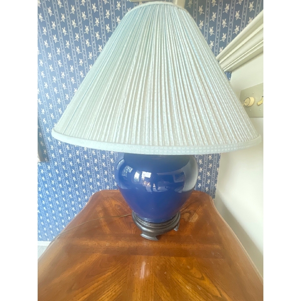 Pair Blue Parlor Lamps 27T