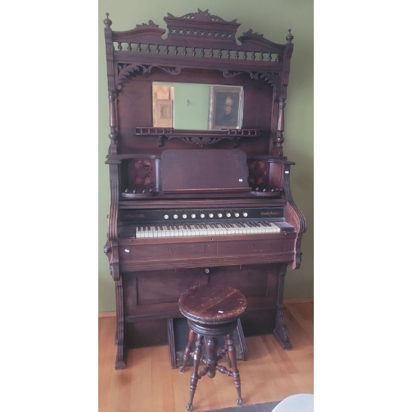 Antique M. Doherty & Co. Pump Organ Circa 1900s w/ Antique Stool -- 48W, 24D, 81T