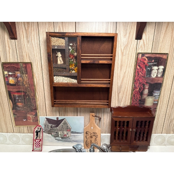 Kitchen Decor Featuring Wooden Shelves (17x19.5), Kitchen Prints, Hangables 
