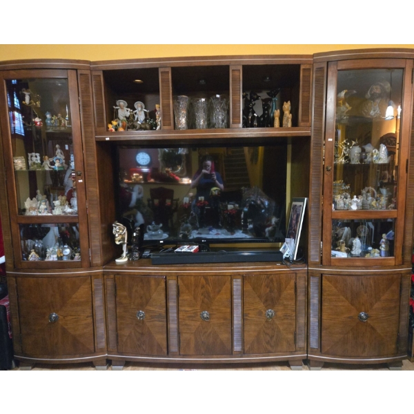 Wooden Entertainment Centre (Contents NOT Included, Furniture Piece Only) - 106W, 23D, 82T