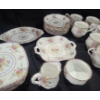 Image 4 : Royal Albert "Petit Point" Pattern Teaset: Teapot, Teacups, Plates, Cream & Sugar, Serving Dishes