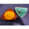 Image 1 : Blue Mountain Pottery Triangle Ashtray and Bowl - Turquoise & Burnt Orange
