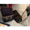 Image 1 : Selection of duffle bags suit bags and luggage rack.