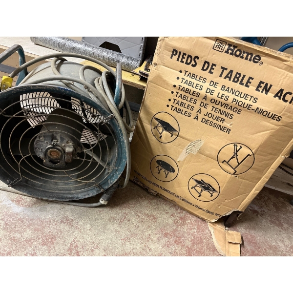 Large Industrial Fan With A Set Of Collapsible Table Legs
