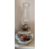 Image 1 : Hand Painted Antique Floral Kerosene/Oil Lamp On Milk Glass Base  14"tall