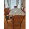 Image 1 : Elm Wood Dining Set by Meubles B. Brouillet, Table with 6 Chairs- 2 Leaves Included