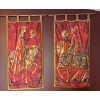 Image 1 : Vintage French Floral Tapestry, Medieval Style, w/ Poles - Together Measure ~50Wide