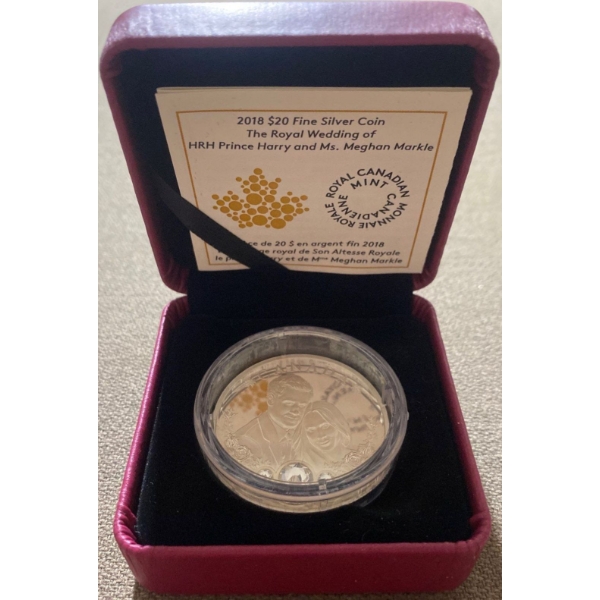 2018 Canada $20 Royal Wedding Fine Silver Coin 31.39 Grams 99.99% Silver