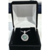Image 2 : 1ct Round Teal Moissanite with 30 Cubic Zirconium Chips Set in Sterling Silver Necklace