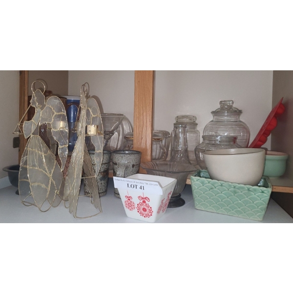 Pair of Christmas Angels, Asst Glassware, Bowls & more