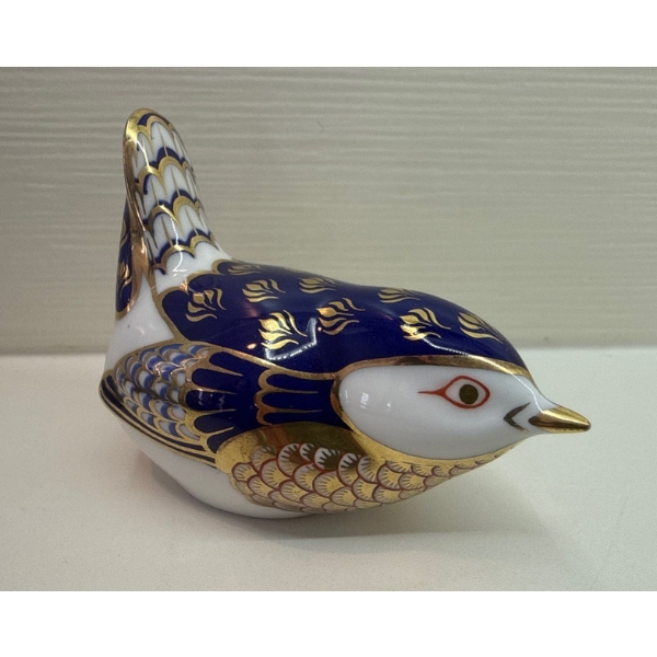 Vintage Royal Crown Derby Wren Paperweight - Imari Style 3.5x1.5x2.75