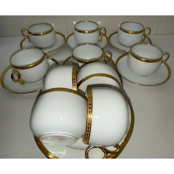 Vintage Elite Works Limoges France 10 Cups & Saucers Elegance & Beauty
