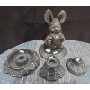 Image 2 : Pendelfin Rabbit Bronze Toned + Matching Candle Holders Felt Bottoms