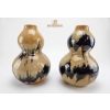 Image 1 : 1970 Vintage Studio Art Pottery Vases In A Double Gourd Shape 13''INCHES HEIGHT.
