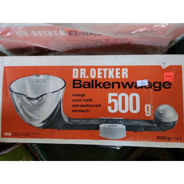 Vintage Scales- Dr. Oetker x 4 500 g Scales from Germany in Boxes, and Borg Bathroom Scale 