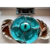 Image 1 : MADE IN cANADA - Blue Mountain Pottery 2 Tone Party Platter & Ashtray (See Pix For Damage)