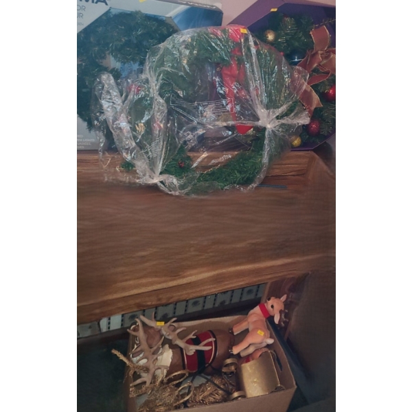 Wreaths: Noma Lighted 24" Diameter and Reindeer, Largest: 13 W, 18 T 