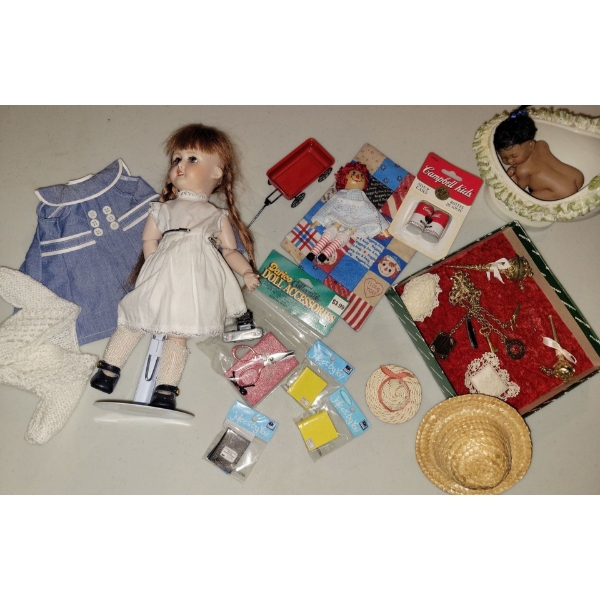 New Doll Accessory Pack w/ Vintage Bisque Doll & More