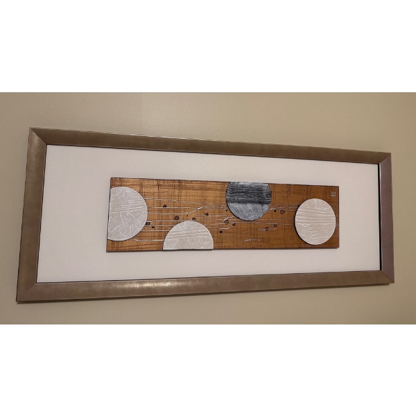 Abstract Art Piece (M) 42.5x17 w/ Navy Rug 'Ferle'  (78x52) 