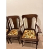 Image 5 : Set of 6 Antique Dining Table Chairs, Wood & Textile, 39In Tall 