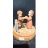 Image 3 : Anri Carved Wooden Music Boxes: Clown w/ Balloon 3.5" Base, 5 T, w/ Fence 4.5" Base, 4.5 T 