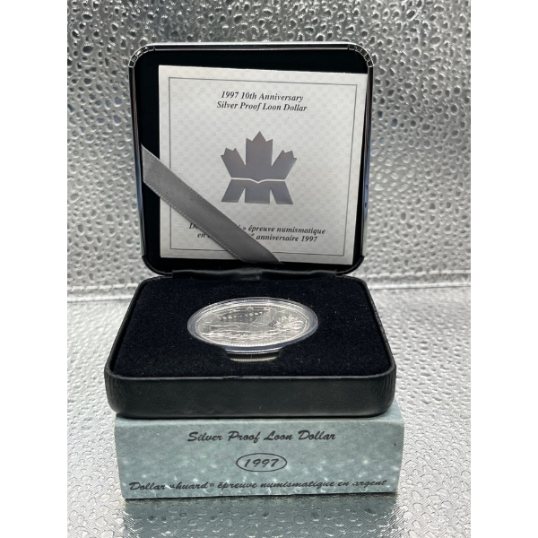 1997 Canadian 10th Anniversary Loon  Silver Dollar 25.175g  92.5% Silver		