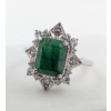 Image 1 : 3.4 ct Certified Silver Emerald Gemstone Ring ($4,184 Appraisal)