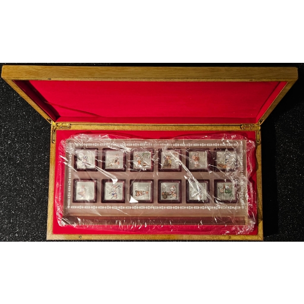 Year of the Rabbit 12 Months Silver Over Copper Bar Collection in Decorative Wooden Box