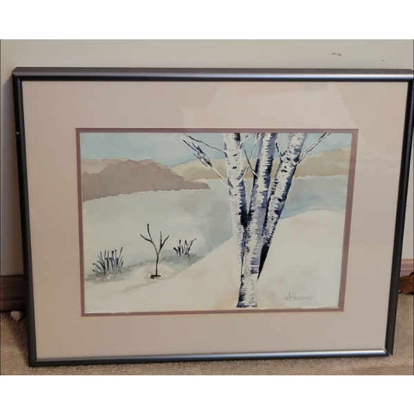 H.Bauer Water Color Birch Tree 17x14 